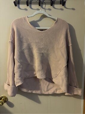 Free People Ribbed Scoop-Neck Sweater in Blush